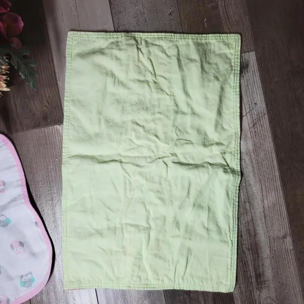 Ideal Baby Girl Pink and Green Bib and Burp Cloth Bundle 2 Pieces NWOT